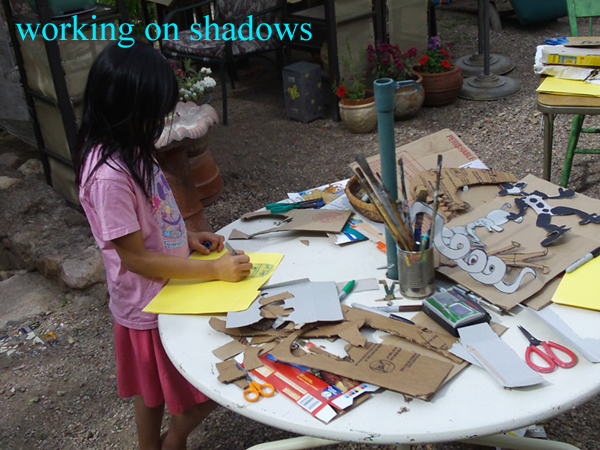 working on shadow puppets