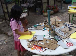 working on shadow puppets